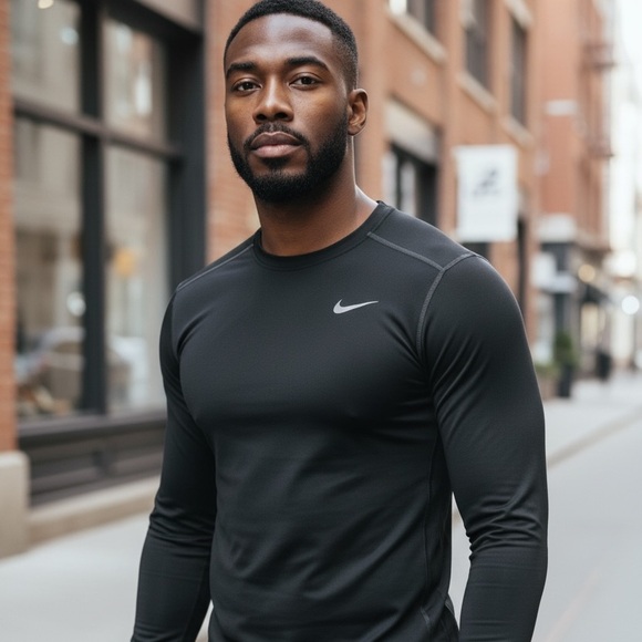 Men’s Nike Pro Combat Black Performance Long Sleeve Top - Picture 1 of 6